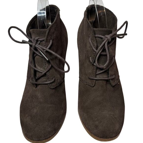 Toms Size 10 Women Brown Suede Quiet Luxury Lunata Block Heel Ankle Bootie Boot - Picture 7 of 12